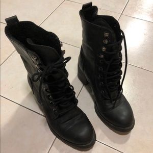 High top boots , military style